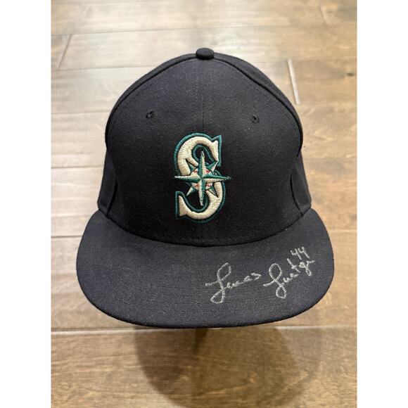 New Era MLB Mens Blue Lucas Luetge Seattle Mariners 59FIFTY Fitted Hat 7 1/2 - Picture 2 of 10